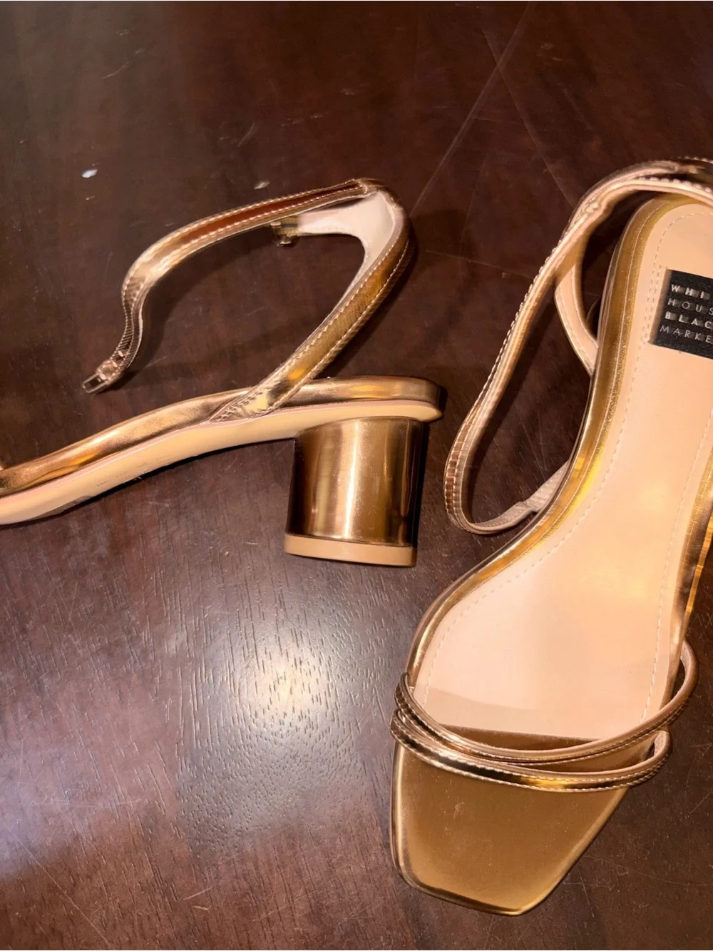 White House Black Market Metallic Gold Strappy Heeled Sandals